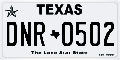 TX license plate DNR0502
