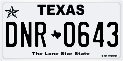 TX license plate DNR0643