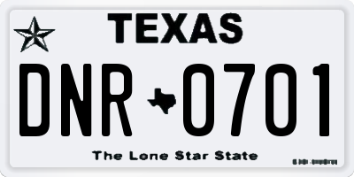 TX license plate DNR0701