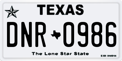 TX license plate DNR0986