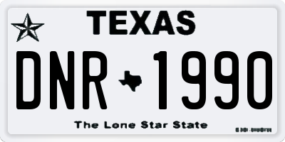 TX license plate DNR1990