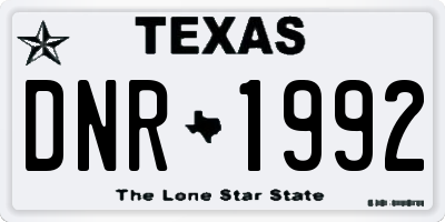TX license plate DNR1992
