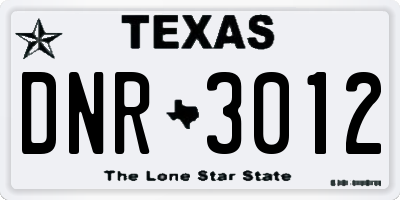 TX license plate DNR3012