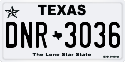 TX license plate DNR3036