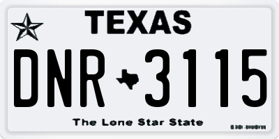 TX license plate DNR3115
