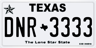 TX license plate DNR3333