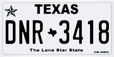 TX license plate DNR3418
