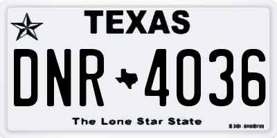 TX license plate DNR4036