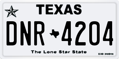 TX license plate DNR4204