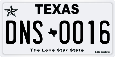 TX license plate DNS0016
