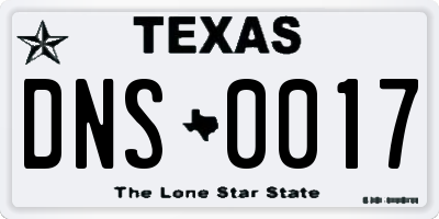 TX license plate DNS0017