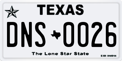 TX license plate DNS0026