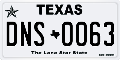 TX license plate DNS0063
