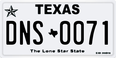 TX license plate DNS0071
