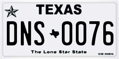 TX license plate DNS0076