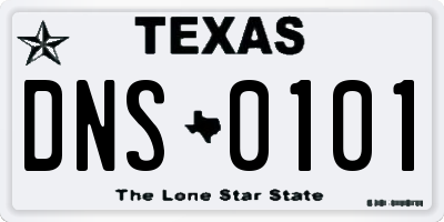 TX license plate DNS0101