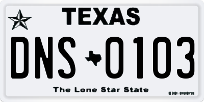 TX license plate DNS0103