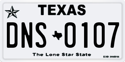 TX license plate DNS0107