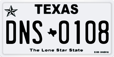 TX license plate DNS0108