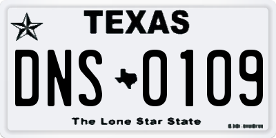 TX license plate DNS0109