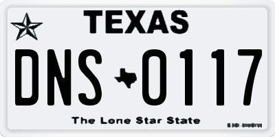 TX license plate DNS0117
