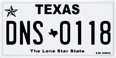TX license plate DNS0118