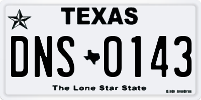 TX license plate DNS0143