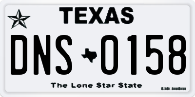 TX license plate DNS0158
