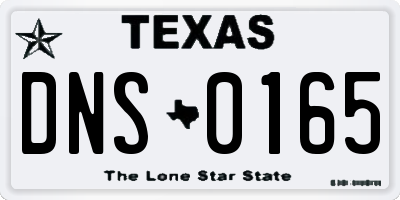 TX license plate DNS0165