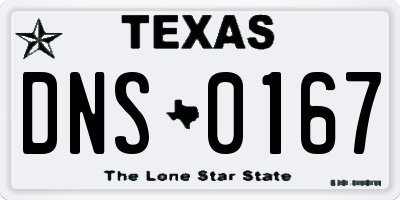 TX license plate DNS0167