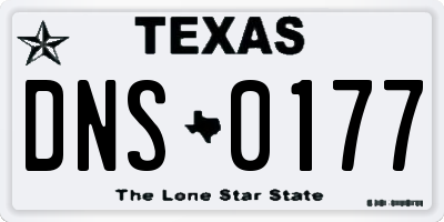 TX license plate DNS0177