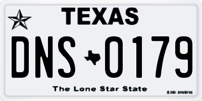 TX license plate DNS0179