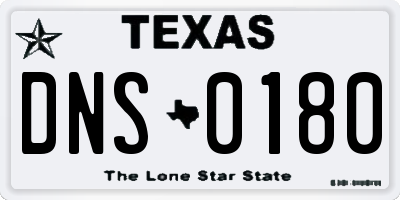 TX license plate DNS0180