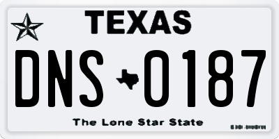 TX license plate DNS0187