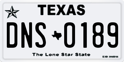 TX license plate DNS0189