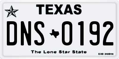 TX license plate DNS0192