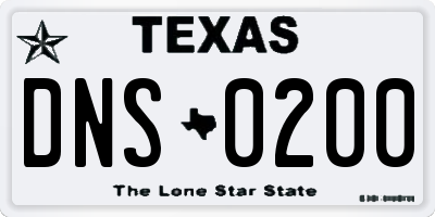 TX license plate DNS0200