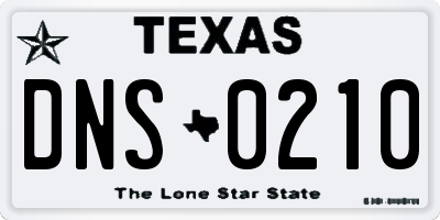 TX license plate DNS0210