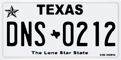 TX license plate DNS0212