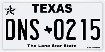 TX license plate DNS0215