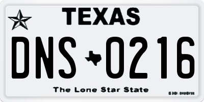TX license plate DNS0216