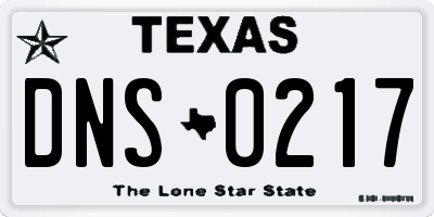 TX license plate DNS0217