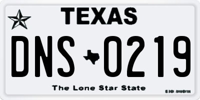 TX license plate DNS0219