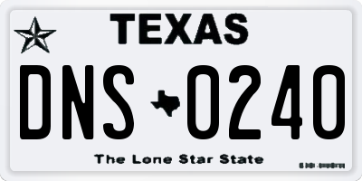 TX license plate DNS0240