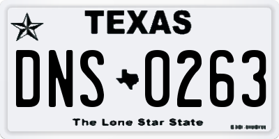 TX license plate DNS0263