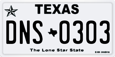 TX license plate DNS0303