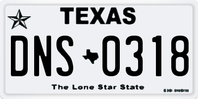 TX license plate DNS0318