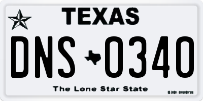 TX license plate DNS0340