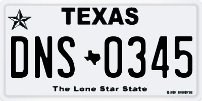 TX license plate DNS0345