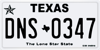 TX license plate DNS0347